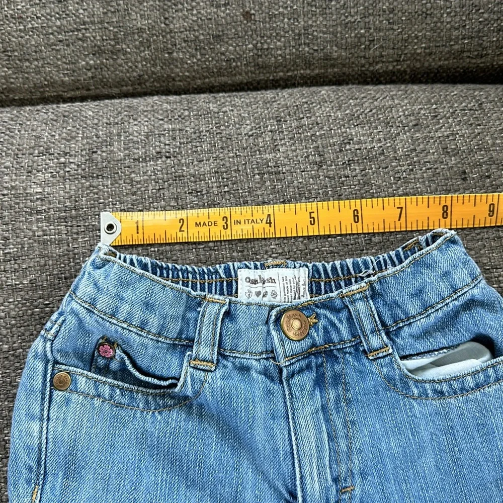 Osh Kosh B’gosh Girls 3T 36 months Light Wash Blue Denim Jeans Pink embroidered